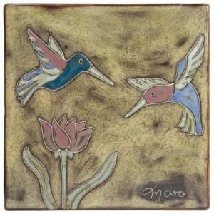 Mara-Stoneware-trivet-tile-hummingbirds-Borrego-Outfitters