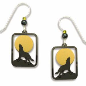 Coyote In Rectangle Howling Earrings