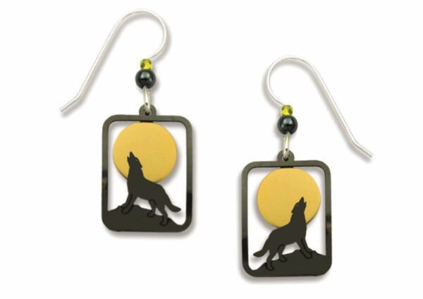 Coyote In Rectangle Howling Earrings