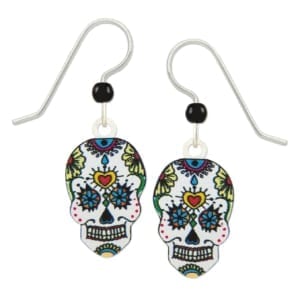 Dia De Los Muertos Heart Skull Earrings