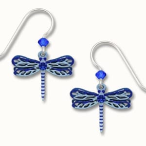 Blue Gem Dragonfly Earrings