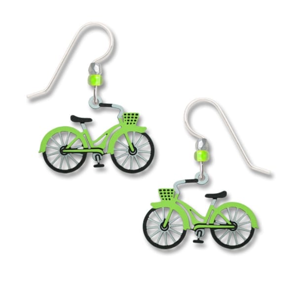 Left Hand Studios Lime Green Bike Earrings