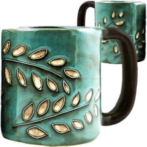 Mara-Stoneware-mug-sage-leaves-Borrego-Outfitters