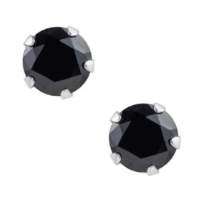 Black CZ Stud Earrings 7mm 20489.jpg