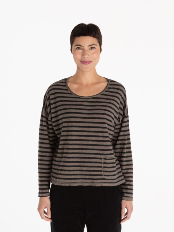 Black Natural Stripe Boxy Pocket Tee Saddle 5997954 F23.jpg