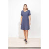 Cotton Slub Button Sleeve Pocket Dress Navy 80010.jpg