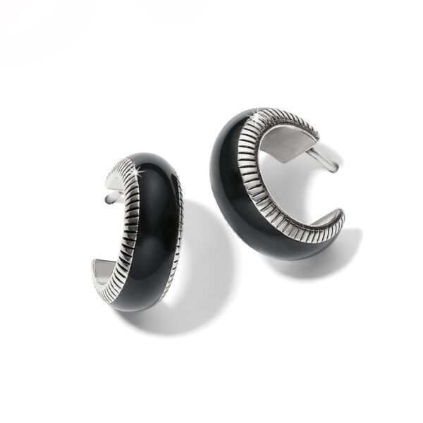 Interlok Noir Small Hoop Earrings Black Silver Ja9898 1 .jpg