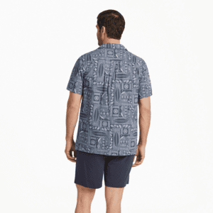 Mens Beach Woodblock Pattern Camp Shirt 108776 Stone Blue 3.png