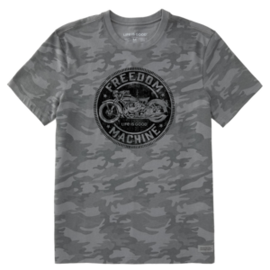 Mens Freedom Machine Motorcyle Short Sleeve Allover Printed Crusher Tee 110650 Grey Camo.png