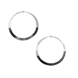 Rhodium Dipped Hammered Hoops Medium Silver 70581.jpg