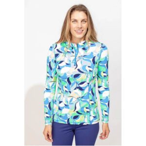 UPF Coverstitch 1 4 Zip Long Sleeve Top Floral Marina 17710.jpg