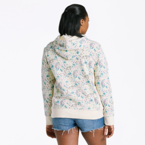 Womens Botanical Butterfly Pattern Simply True Fleece Hoodie 108051 Putty White 1.png