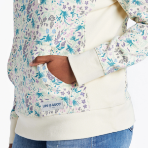 Womens Botanical Butterfly Pattern Simply True Fleece Hoodie 108051 Putty White 2.png