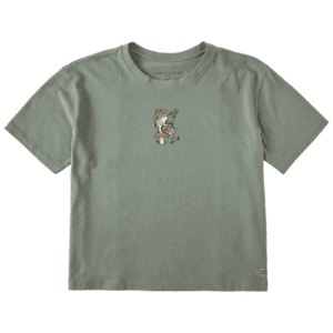 Womens Groovy Frog Guitar Short Sleeve Boxy Crusher Tee 115184 Moss Green.png