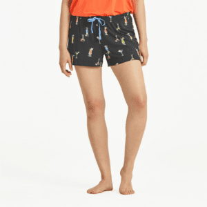 Womens Martini And Cocktail Pattern Lightweight Sleep Short 115261 Jet Black.png