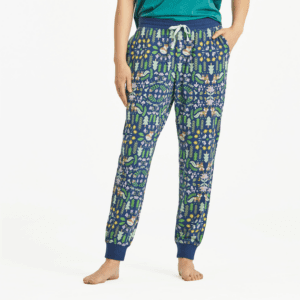 Womens Nordic Fox Pattern Snuggle Up Sleep Jogger 115255 Darkest Blue.png