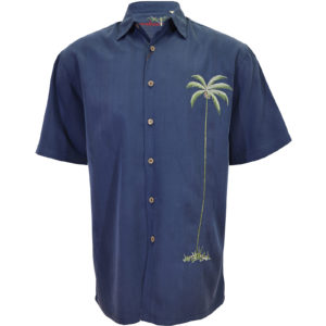 Bamboo Cay Single Palm Shirt WB 1003T NAVY Borrego Outfitters