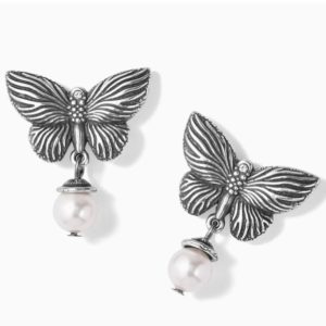 Brighton Bloom Butterfly Pearl Post Drop Earrings Borrego Outfitters