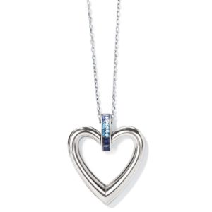 Brighton Spectrum Open Heart Necklace JM3672 Silver Blue Borrego Outfitters