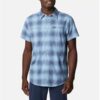 Columbia Sportswear Mens Newton Ridge Plaid Short Sleeve Shirt Jet Stream 2030701 Borrego Outfitters