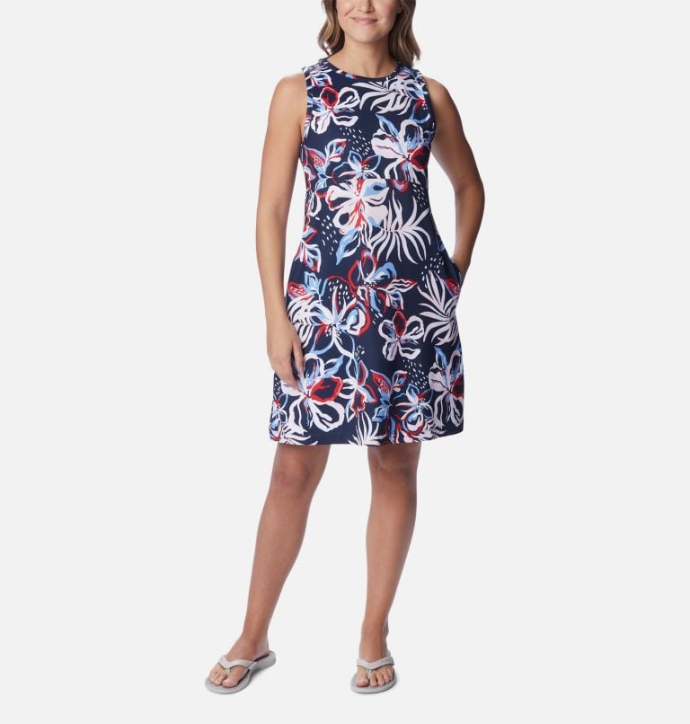 Columbia Sportswear Womens Pfg Freezer Tank Dress Collegiate Navy Tropic Multilines 2035361 466 Borrego Outfitters 3.jpeg