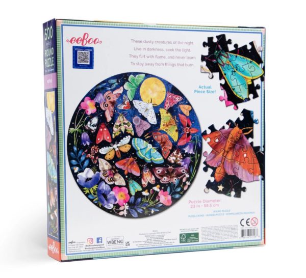 Eeboo 500 Piece Puzzle Moths 13796.1 Borrego Outfitters