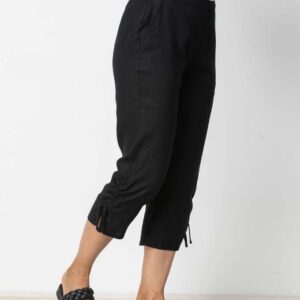 Habitat Linen Cotton Ruched Capri 41563 Black Borrego Outfitters