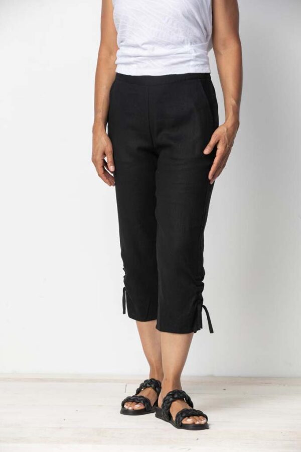 Habitat Linen Cotton Ruched Capri 41563 Black 1 Borrego Outfitters