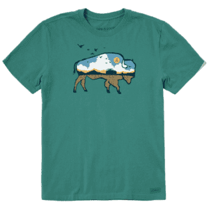 Life Is Good Mens Buffalo Landscape Short Sleeve Crusher Tee Spruce Green 89478 Borrego Outfitters