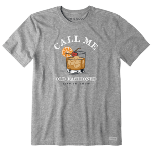 Life Is Good Mens Call Me Old Fashioned Short Sleeve CrusherLITE Tee Heather Grey 89863 Borrego Outfitters