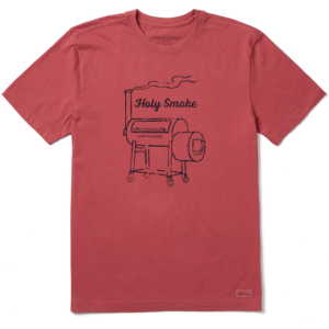 Life Is Good Mens Holy Smoke Smoker Short Sleeve Crusher Tee Faded Red 89529 Borrego Outfitters