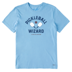 Life Is Good Mens Pickleball Wizard Short Sleeve Crusher Tee Cool Blue 89555 Borrego Outfitters