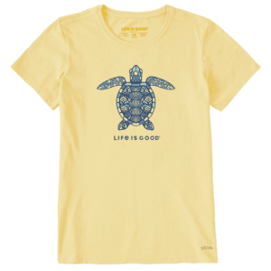 Life Is Good Womens Mandala Turtle Short Sleeve CrusherLITE Tee Sandy Yellow 89375 Borrego Outfitters