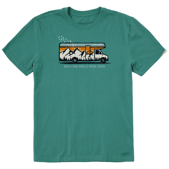 Life Is Good Mens Into The Great Wide Open Short Sleeve Crusher Tee Spruce Green 89494 Borrego Outfitters 1.png