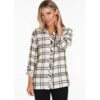 Multiples Roll Tab Long Sleeve Button Front Hi Lo Shirt Print M14210BM Borrego Outfitters