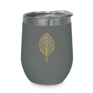 Paper Products Designs Pure Gold Leaves Anthracite Stainless Beverage Tumbler 54683 Borrego Outfitters
