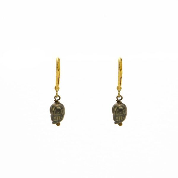 Santore Jewelry Carved Pyrite Dainty Skull Earrings 20308 Borrego Outfitters