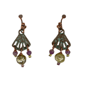 Silver Sparrow Jewelry Patina Chandelier Pearls Amethyst E133A PAT Borrego Outfitters